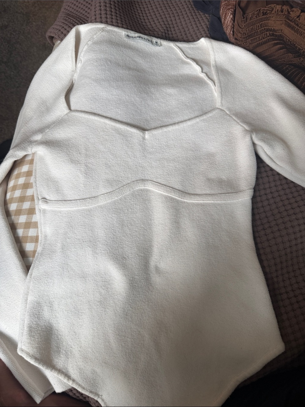 Abercrombie & Fitch White Crewneck Sweater